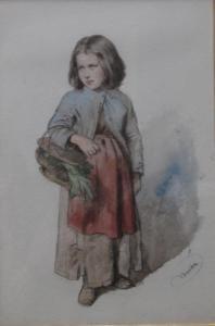 BURDA Josef 1827,Study of a Rural Girl, carrying a basket of ,Bamfords Auctioneers and Valuers 2020-06-17