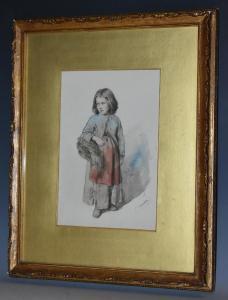 BURDA Josef 1827,Study of a Rural Girl, carrying a basket of ,Bamfords Auctioneers and Valuers 2020-03-25