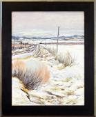 BURDENY Barry A. 1943,Untitled, Winter Landscape with Distant Mountains,Hodgins CA 2022-08-08