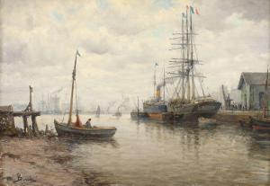 BURDIN Amélie 1834,Boats in the Port of Le Havre,Artmark RO 2019-02-05
