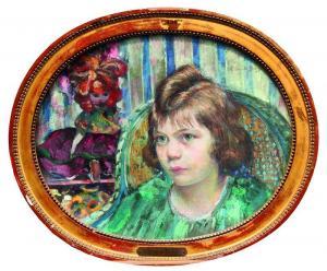 BURDY Marguerite 1885-1973,Portrait de fillette,Besch Cannes Auction FR 2014-08-15