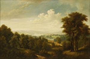 Burgaritzki Jacob 1838,AN EXTENSIVE LANDSCAPE WITH A RIVER MEANDERING TO ,Sworders GB 2018-12-05