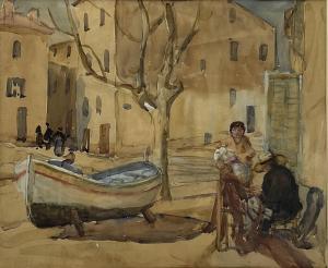 BURGE Maude 1865-1957,Continental Fishing Town,David Duggleby Limited GB 2021-04-16