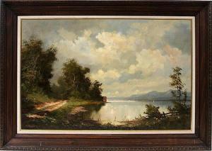 BURGER AL 1883-1977,LAKE AND FOREST LANDSCAPE,1883,Du Mouchelles US 2013-03-15