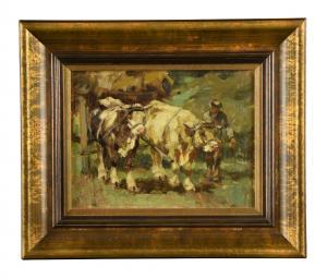 BURGER WILLING Willi Hans 1882-1969,Oxen pulling a hay cart,Cheffins GB 2020-12-09