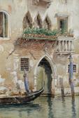 BURGESS Frederick 1882-1892,Mooring Posts and a Gondola by a Palazzo, Venice,Cheffins GB 2010-06-09