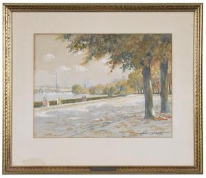 BURGHARDT Paul 1898-1970,Promenade by a River,Brunk Auctions US 2021-04-08