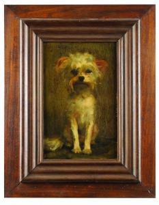 BURGKAN Berthe 1878,Portrait de la chienne Friquette,Osenat FR 2013-04-28