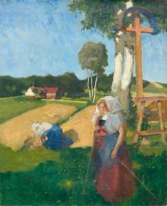 BURI Max Alfred 1868-1915,Auf dem Feld,1895-1900,Galerie Koller CH 2020-12-04
