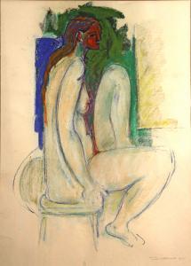 BURKHARDT Hans Gustav 1904-1994,Seated nude in profile,1971,Bonhams GB 2012-06-24