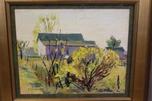 BURKHART Emerson C 1905-1969,FARM LANDSCAPE,Apple Tree Auction Center US 2016-07-27