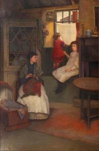 BURLAND GOTCH Caroline 1854-1945,Interior scene with Mother and her two daughters,Bonhams 2011-03-16