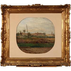 BURLANDO Leopoldo 1841-1915,Paesaggio con casolari,Galleria Sarno IT 2023-11-24