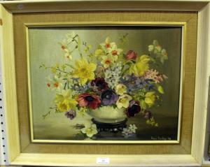 BURLEY Peggy,Still Life Study of Spring Flowers in a Bowl,1970,Tooveys Auction GB 2016-11-02