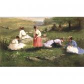 BURLING Gilbert 1843-1875,young girls picking flowers,1868,Sotheby's GB 2005-03-23