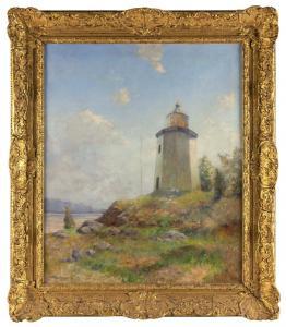 BURLINGAME Charles Albert 1860-1930,View of a lighthouse,Eldred's US 2023-02-03