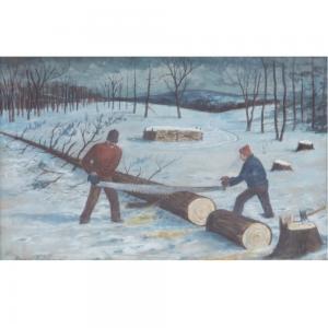 BURLINGAME Dennis Meigham 1901-1964,Woodcutters, winter scene,Ripley Auctions US 2022-06-04