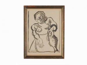 BURLJUK David Davidovich 1882-1967,‘Woman with Fish,Auctionata DE 2015-03-31