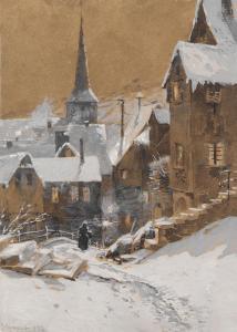 BURMESTER Georg 1864-1939,Dorfstraße im Winter,1892,Ketterer DE 2009-04-28