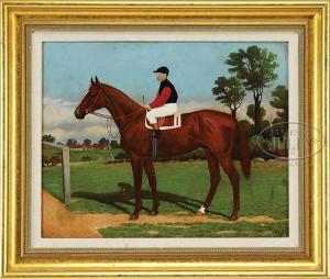 BURN EDWARD 1867,PORTRAIT OF A RACE HORSE WITH JOCKEY,James D. Julia US 2010-02-04