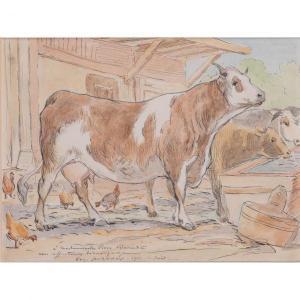 BURNAND Eugène 1850-1921,Vaches à l'étable,1911,Piasa FR 2019-07-11
