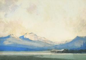 BURNAND Victor Wyatt 1868-1940,Lake Lucerne, Evening; castle ruins,John Nicholson GB 2022-10-05
