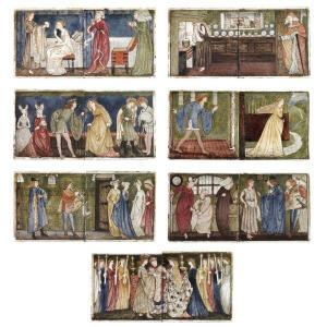 BURNE JONES Edward Coley,AN IMPORTANT AND RARE SET OF SEVEN TWO-TILE PANELS,Sotheby's 2009-10-27