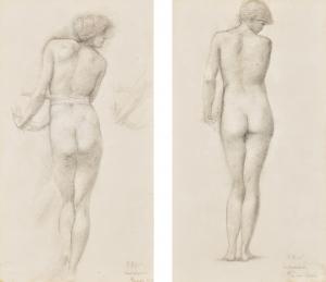 BURNE JONES Edward Coley,SIR STUDIES FOR THE FIGURE OF ANDROMEDA IN THE DOO,Sotheby's 2018-12-13