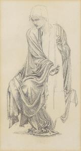 BURNE JONES Edward Coley 1833-1898,study for an attendant playing the harp,1883,Bonhams 2024-03-20