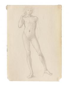 BURNE JONES Edward Coley 1833-1898,Study of a male nude from the 'Troy Triptych',Bonhams 2019-02-20