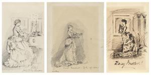 BURNE JONES Philip,Two drawings of Sarah Bernhardt; one of Daisy Mill,1884,Christie's 2022-07-15