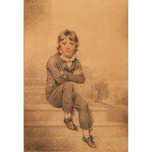 BURNELL Benjamin,FULL LENGTH PORTRAIT OF A BOY SEATED ON STEPS,1800,Lyon & Turnbull 2020-05-28