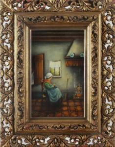 BURNETH Th 1900-1900,woman with fireplace,Twents Veilinghuis NL 2016-01-09