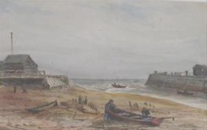 BURNETT G.R 1873-1893,Fishermen on a beach with boats,19th century,Dreweatt-Neate GB 2010-07-08