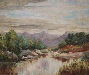 BURNETT MADGE,river landscape,1956,Gorringes GB 2017-05-08