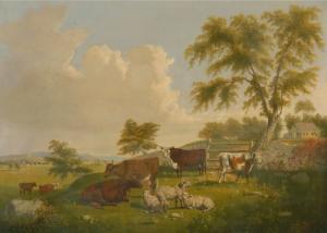 BURNHAM Thomas Mickell 1818-1866,Livestock in a pasture,Eldred's US 2008-07-30
