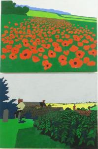 BURNINGHAM john L,Poppy field and rural landscape,Burstow and Hewett GB 2014-09-24