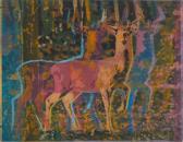 BURNS Harrison 1940-1991,Deer in a forest,John Moran Auctioneers US 2022-09-13