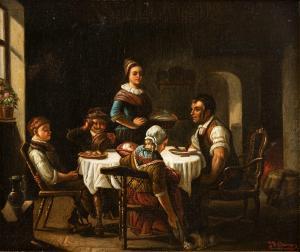 BURNS J.F,Peasant family having lunch,19th century,Nagel DE 2021-06-09