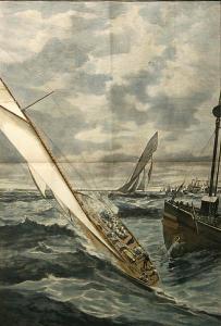 BURNS Milton James 1853-1933,On Board the Puritan "Muzzling the Jip-Topsail"; T,Bonhams 2008-07-20