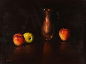 BURNS William Henry 1924-1995,STILL LIFE APPLES & JUG,Ross's Auctioneers and values IE 2023-12-06