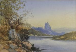 BURREL E. Smith,River landscape with a silhouetted castle in the b,Paul Beighton GB 2009-03-08