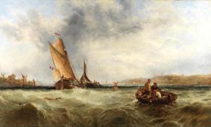 BURRELL James 1800-1800,Fishing boats in a swell off the coast,1866,Bonhams GB 2022-10-25