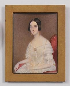 BURRELL Joseph Francis,A young lady, seated in a red armchair, wearing a ,Bonhams 2003-12-10