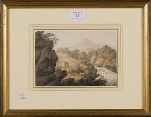 BURRELL Joseph Francis 1770-1834,Continental River Landscape with Figures,Tooveys Auction 2016-09-07