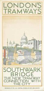 BURRIDGE Oliver 1954,LONDON'S TRAMWAYS, SOUTHWARK BRIDGE,Christie's GB 2015-06-04