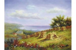BURT K 1900,A Coastal Landscape with Hay Stacks,John Nicholson GB 2015-10-28