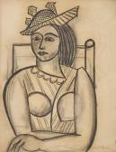 BURTIN Marcel 1902-1979,Femme au chapeau assise,Neret-Minet FR 2022-06-28