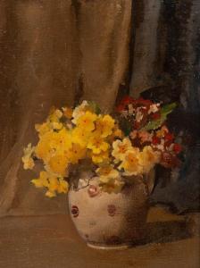 BURTON Alice Mary 1893-1968,Still life with Vase of Primulas - A small,Simon Chorley Art & Antiques 2021-09-21