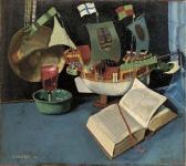BURTON Herman,A model boat, book, wine glass and a dish on a table,1844,Christie's GB 2002-03-07